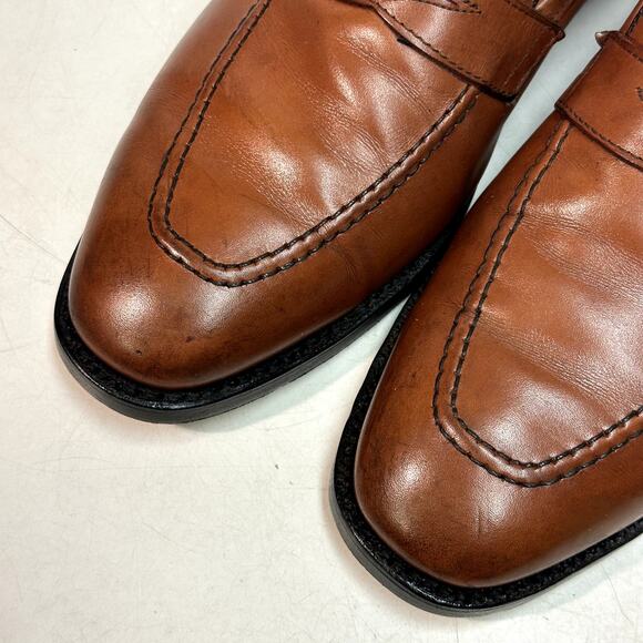 FULLY RESOLED Alden 3556 Plaza Penny Loafer Burnished Dark Tan Calfskin USA 10 D - Picture 8 of 13